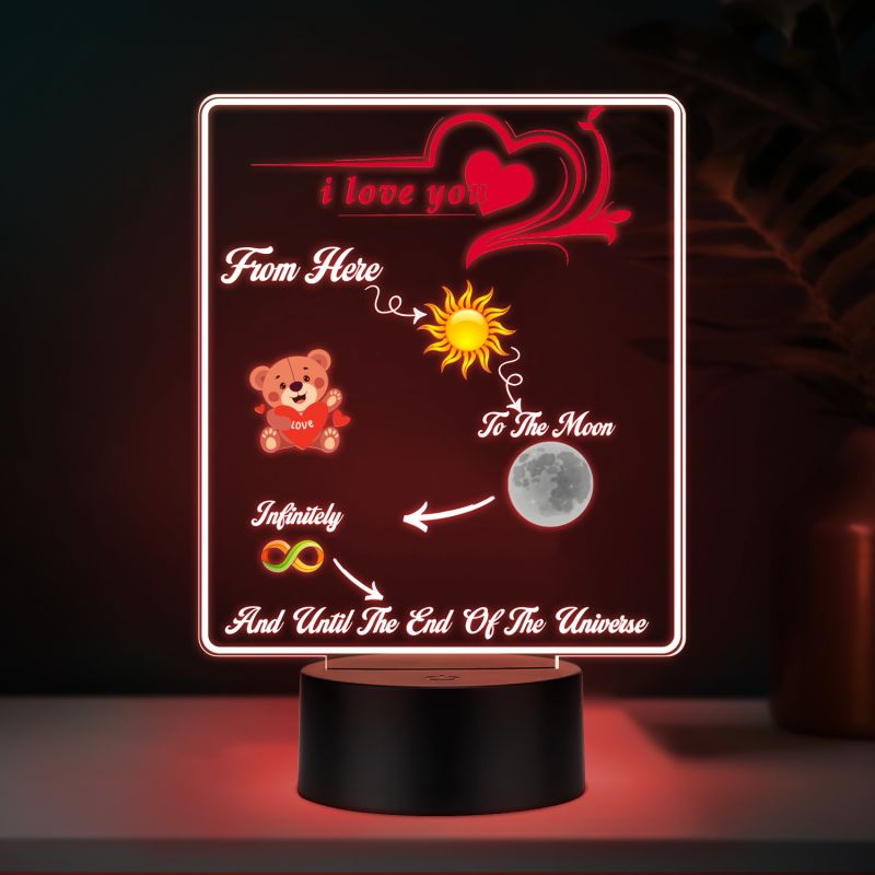 Couples Led Night Lamp Gift Item for Wedding, Anniversary, Birthday & Valentine's Day Romantic Gift for Couples Multicolored Light (I Love You)